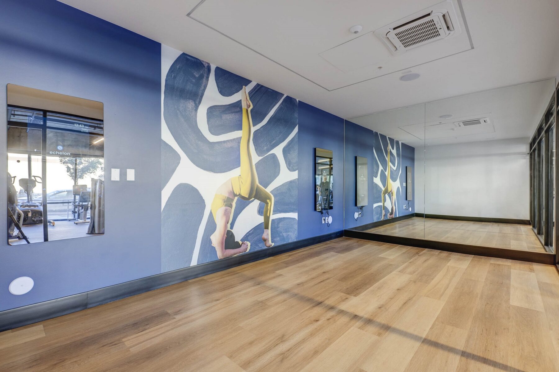 Workout space for fitness classes, yoga and other wellness activities